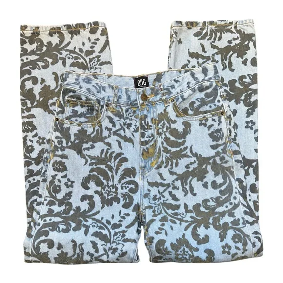 Urban Outfitters BDG High-Waisted Cowboy Jean Flocked Denim Straight Leg Size 27 - Picture 8 of 11